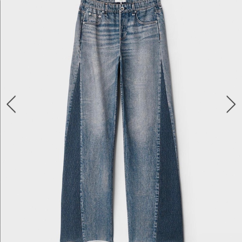 Rag & Bone “Miramar” sweatpants, denim digital-print pants, XXS, color Moonrise